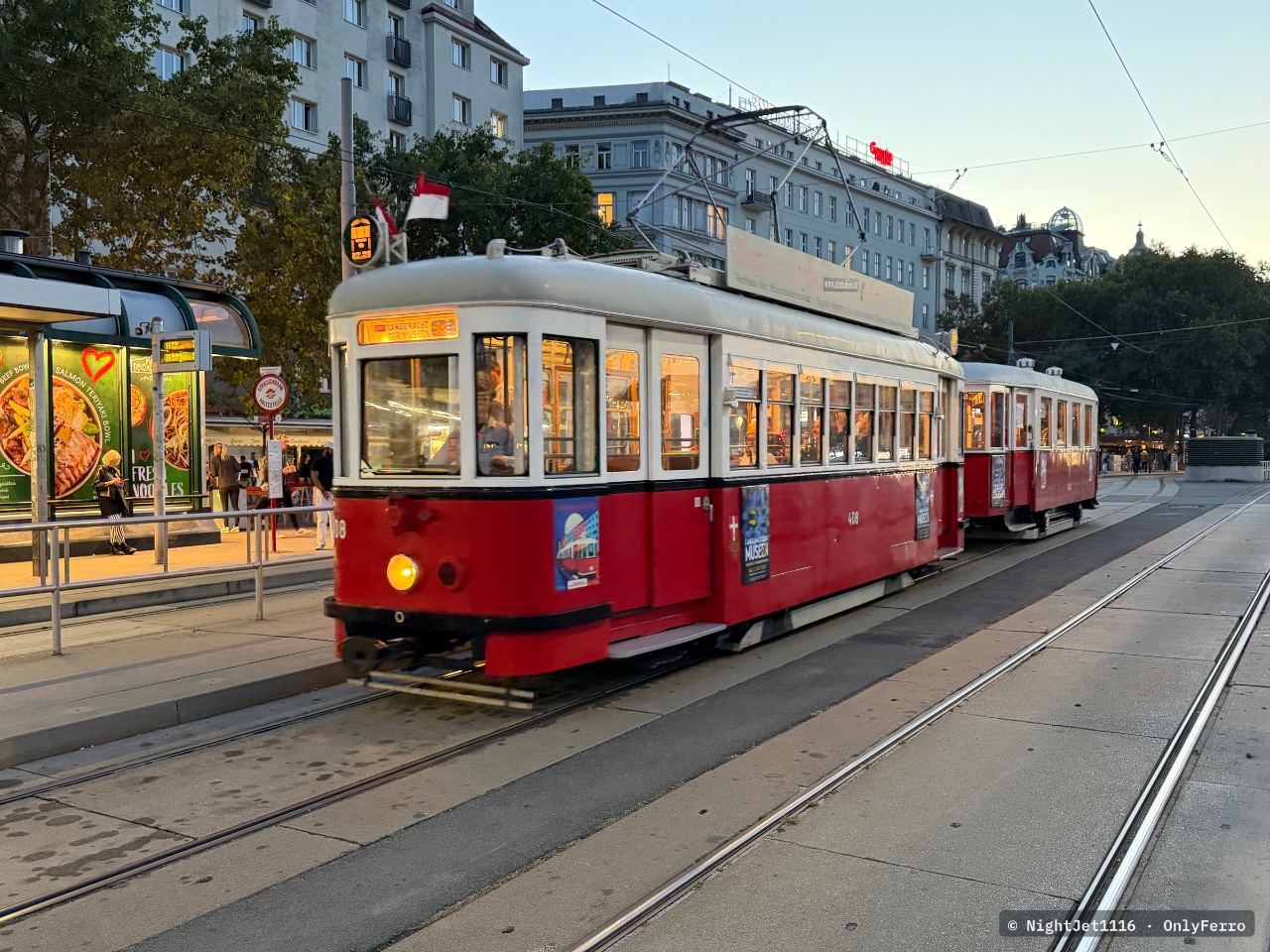 T1-Wagen 408 bei Schwedenplatz